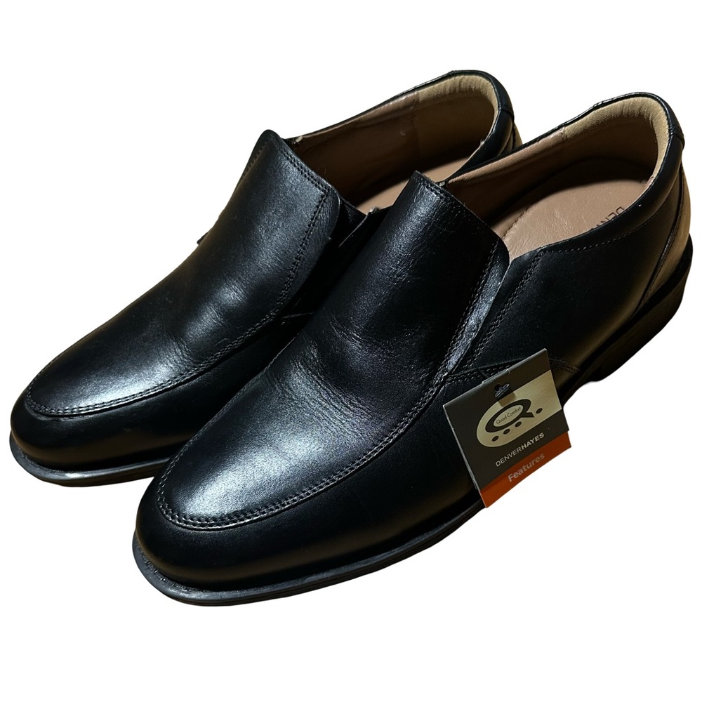 NWT Denver Hayes Quad Comfort Black Leather Slip-On Shoes Loafers Size 11